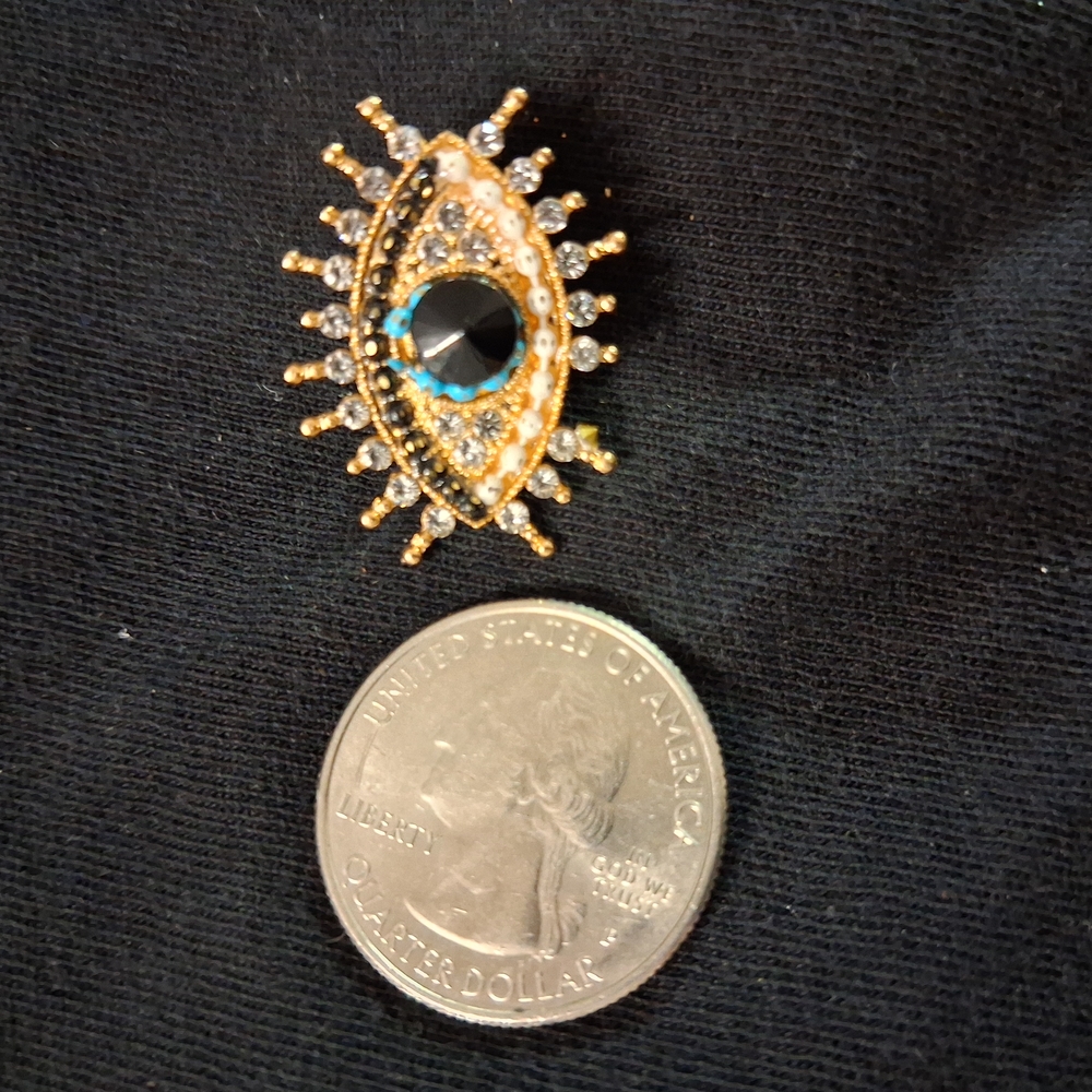 Gold and Black Eye Brooch